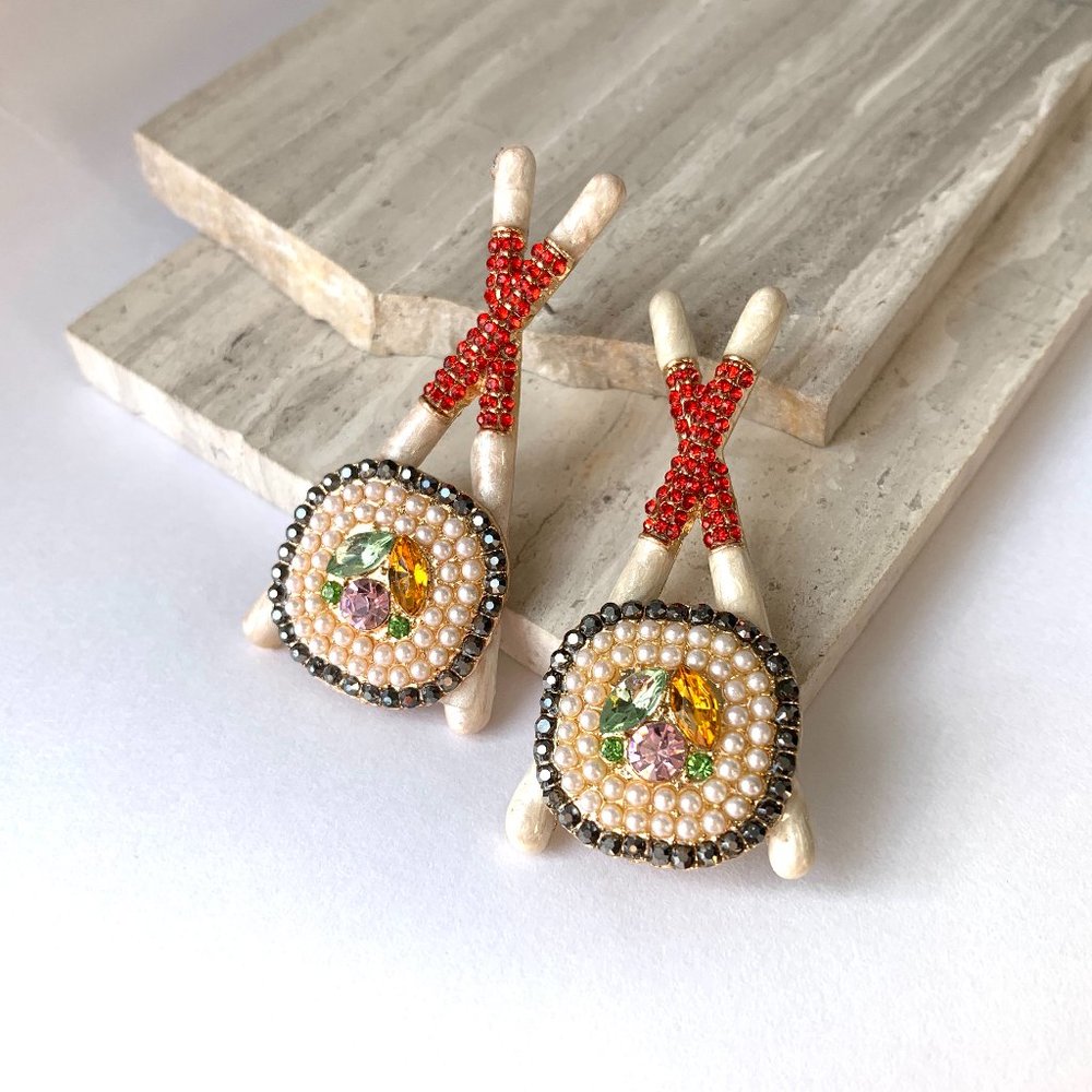 New~ BaubleBar Rhinestone Sushi "MAKI DROP EARRINGS"